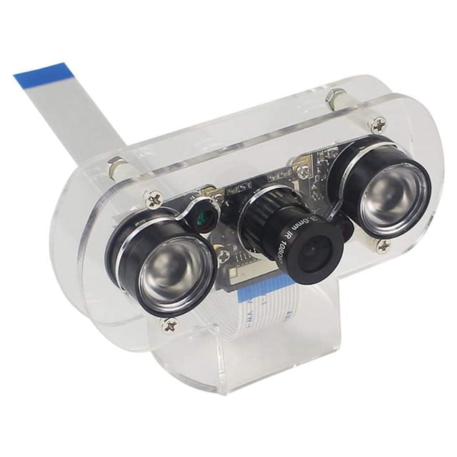 5MP Camera Module For Raspberry Pi 4B/3B+/3B/2B Infrared Night Vision 1080P Camera with Holder Case,1 * Camera module 2 * lamp 1 * line 2 * radiator 1 * screw bag 2 * Acrylic board,white & black