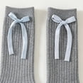 thumbnail image 2 of Jalioing Toddler Girls Knee High Socks Cute Ribbed Knit Bowknot Long Stockings Dress Socks for Girls 2-8 Years, 2 of 5
