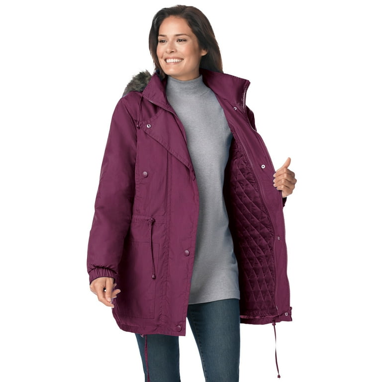 Woman Within Women s Plus Size Quilt Lined Taslon Anorak Jacket