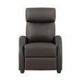thumbnail image 3 of Jiana 35 Inch Push Back Recliner Chair- Brown Faux Leather- Solid Wood, 3 of 6