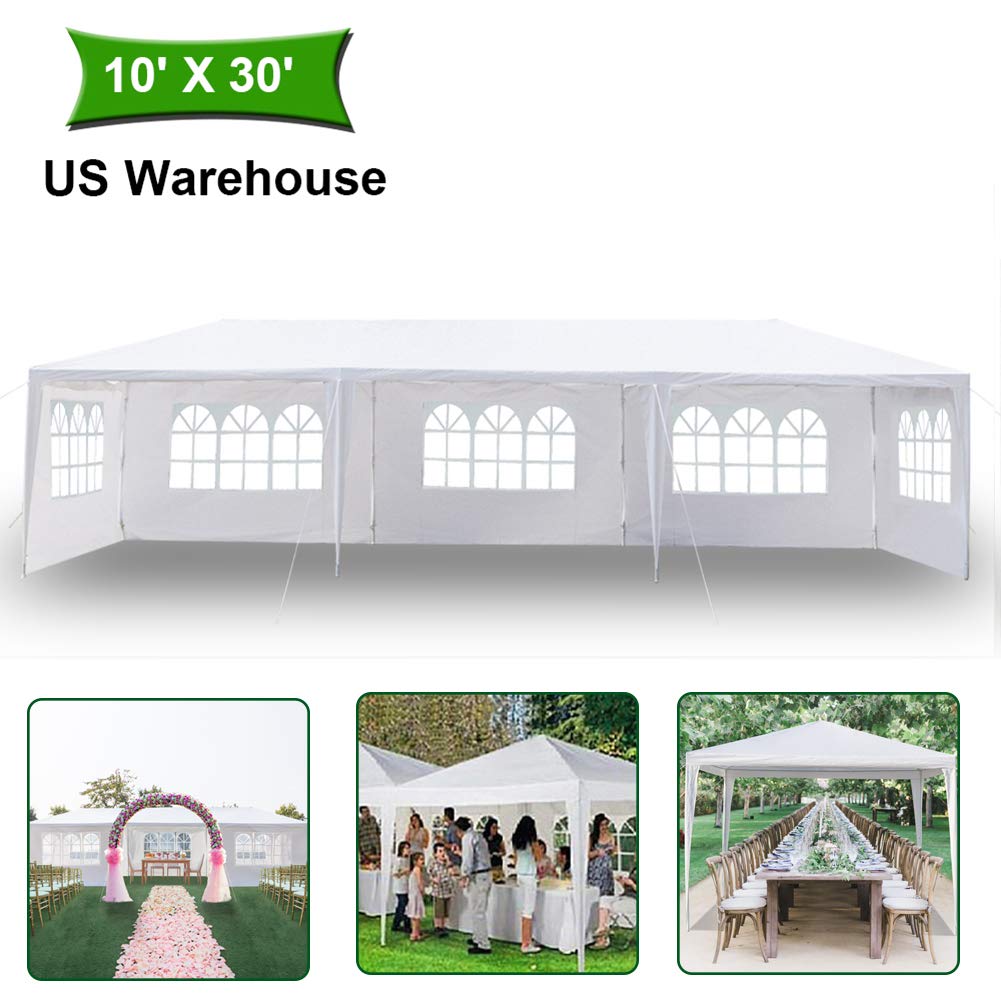 10' X 30' White Canopy Tent – Wedding Party Pavilion With Side Walls, BBQ Gazebo By Segawe