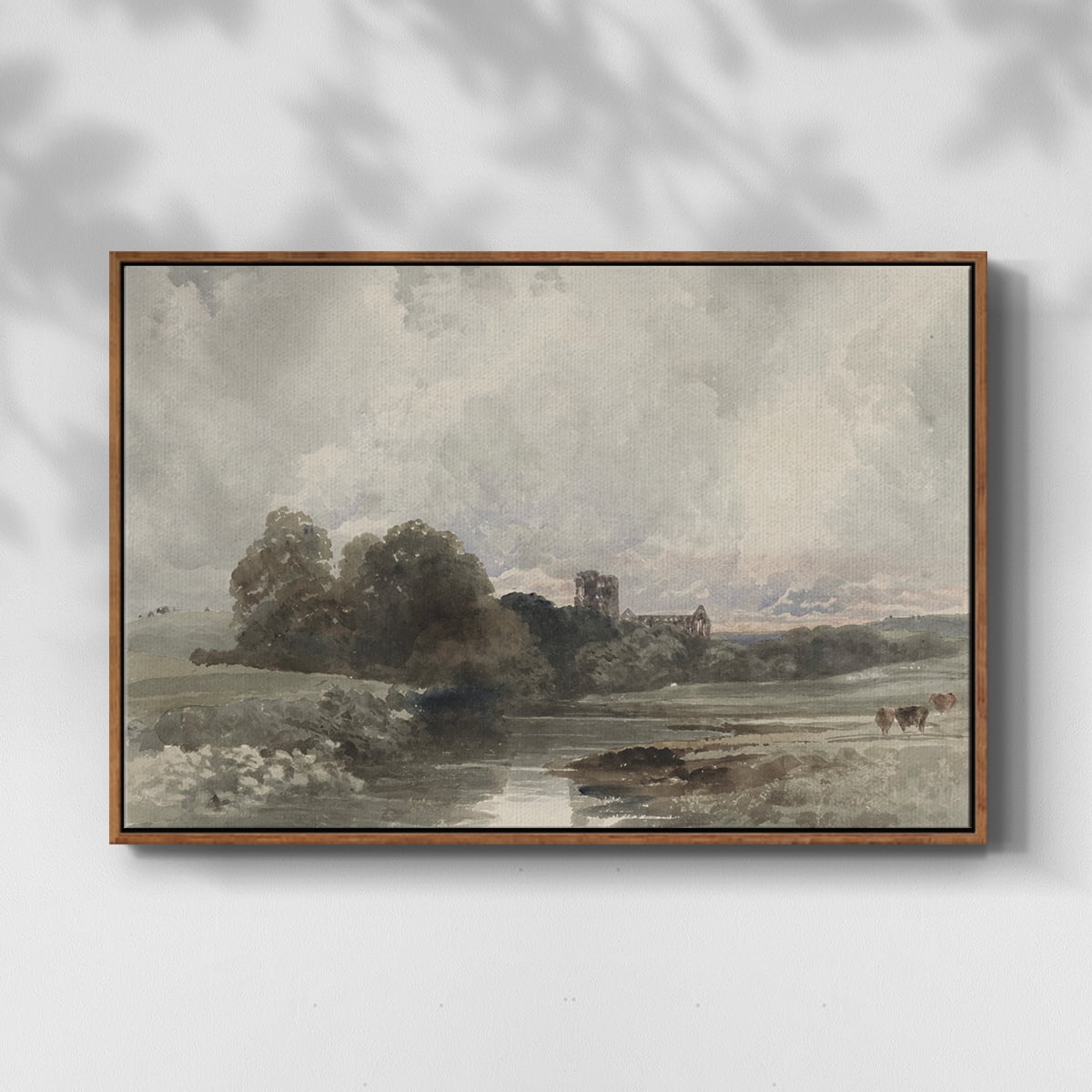 Vintage Landscape-XXXIX By Wexford Home Framed in Walnut Wood Gallery Wrapped Canvas 27 in. x 41 in.