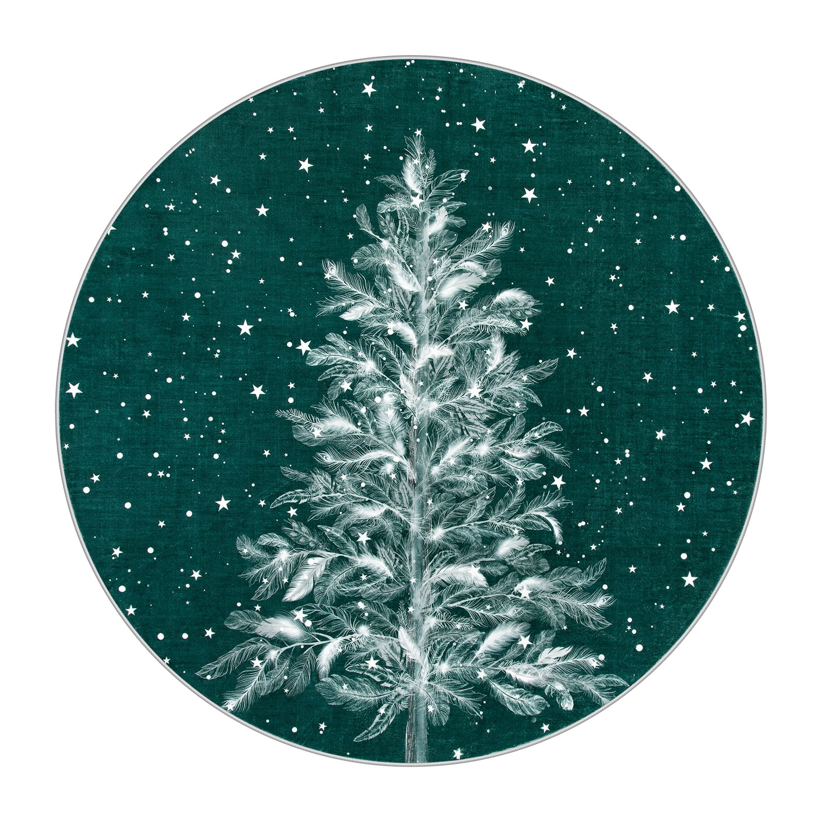 Lahome Christmas Round Rug 4ft Area Rug Red Christmas Tree Rug Washable Rug Indoor Carpet Decorative Circle Rug Round Non Slip Soft Rug Holiday Decor for Kitchen Bedroom Nursery,Green