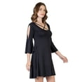 thumbnail image 2 of Women's Cold Shoulder Knee-Length Rayon Dress – Short Sleeve Casual, 2 of 7