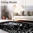 thumbnail image 2 of ODIKA 2'x3' Machine Washable Non-Slip Area Rug, Dreamscape Feline Portrait Surrounded by Whimsical Constellation Motifs High Traffic Rug, Black, 729855, 2 of 7