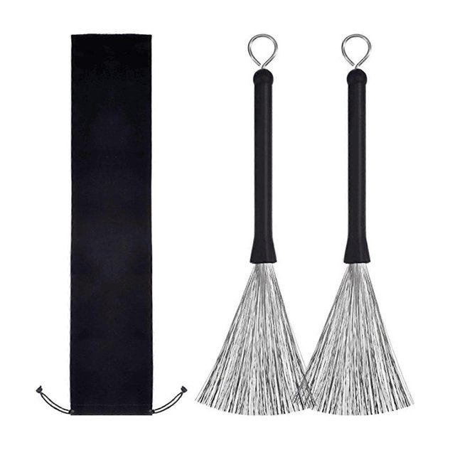 1Pair Drum Wire Brushes Retractable Drum Wire Stick Drum Stick Brush with Comfortable Handles Drum Accessories