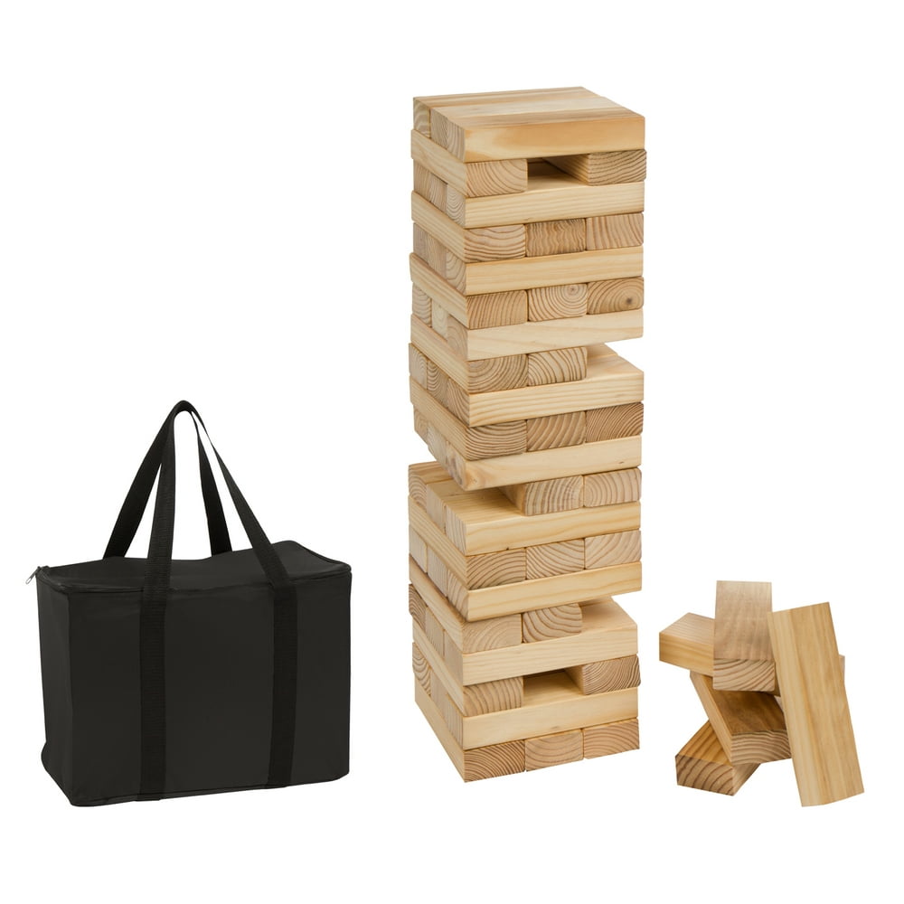 60 Piece 2' Tall Giant Wooden Stacking Puzzle Game with Carry Case by