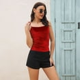 thumbnail image 4 of Aboser Velour Velvet Cami Tank Tops for Women Trendy Spaghetti Strap Camisoles Slim Fit Sleeveless Tee Top Going Out Clothes Soft Open Back T Shirts, 4 of 5