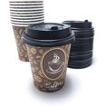 thumbnail image 3 of HAHADAXA 100 Pack Quality Disposable Paper Hot Coffee Cups with Lids, Perfect For Hot Drinks Tea & Coffee , Coffee Shops And Bars (8 oz, Coffee Bean Design), 3 of 6