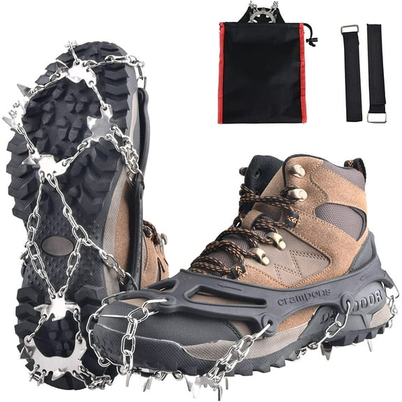 Ice Grips Anti-slip Shoe/Boot Ice Traction Slip-on 10/18/24 Teeth Snow Ice Spikes Crampons Cleats Stretch footwear traction