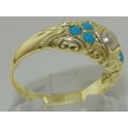 thumbnail image 3 of LBG 14k Yellow Gold Cultured Pearl and Turquoise Womens Band Ring - Size 7, 3 of 6