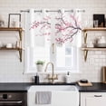 thumbnail image 2 of 2 Panels Kitchen Tier Curtains 39 Inch Length, Pink Cherry Blossom Grommets Window Treatment Curtain, Spring Branches Floral Watercolor Thermal Curtains Drapes for Living Room/Bathroom, 2 of 9