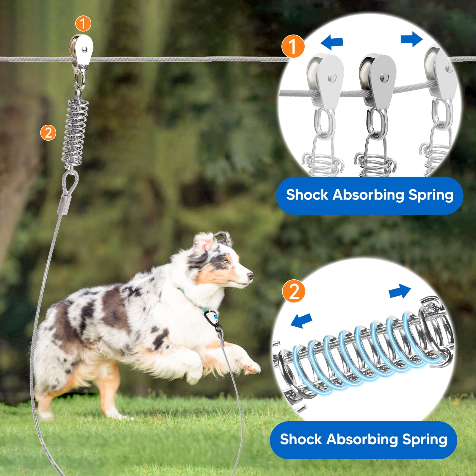 Retractable Dog Leash Snagle Paw Dog Tie Out Runner For Yard