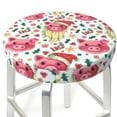 thumbnail image 3 of KLL Christmas Cute Pigs Round Bar Chair Cushion Cover 14 inch ,Bar Stool Protector with Elastic, Soft Washable, 3 of 6