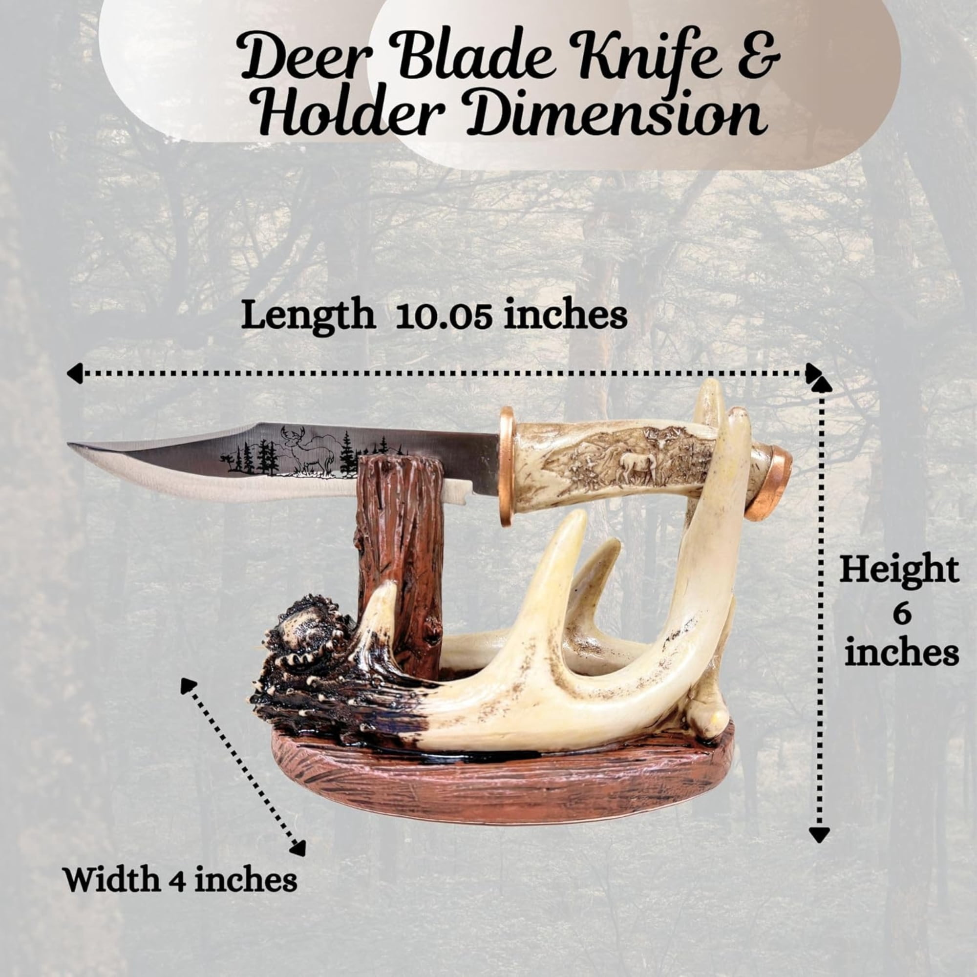 Decorative Cabin Hunting Decor Deer Buck Blade Knife Faux Antler Display Stand