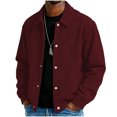thumbnail image 2 of WIZUTIZ Men's Casual Jacket Solid Color Fashion Lapel Collar Button Closure Pockets Long Sleeve Polyester Coat for Winter Spring Outdoor Daily Party Wear, 2 of 7