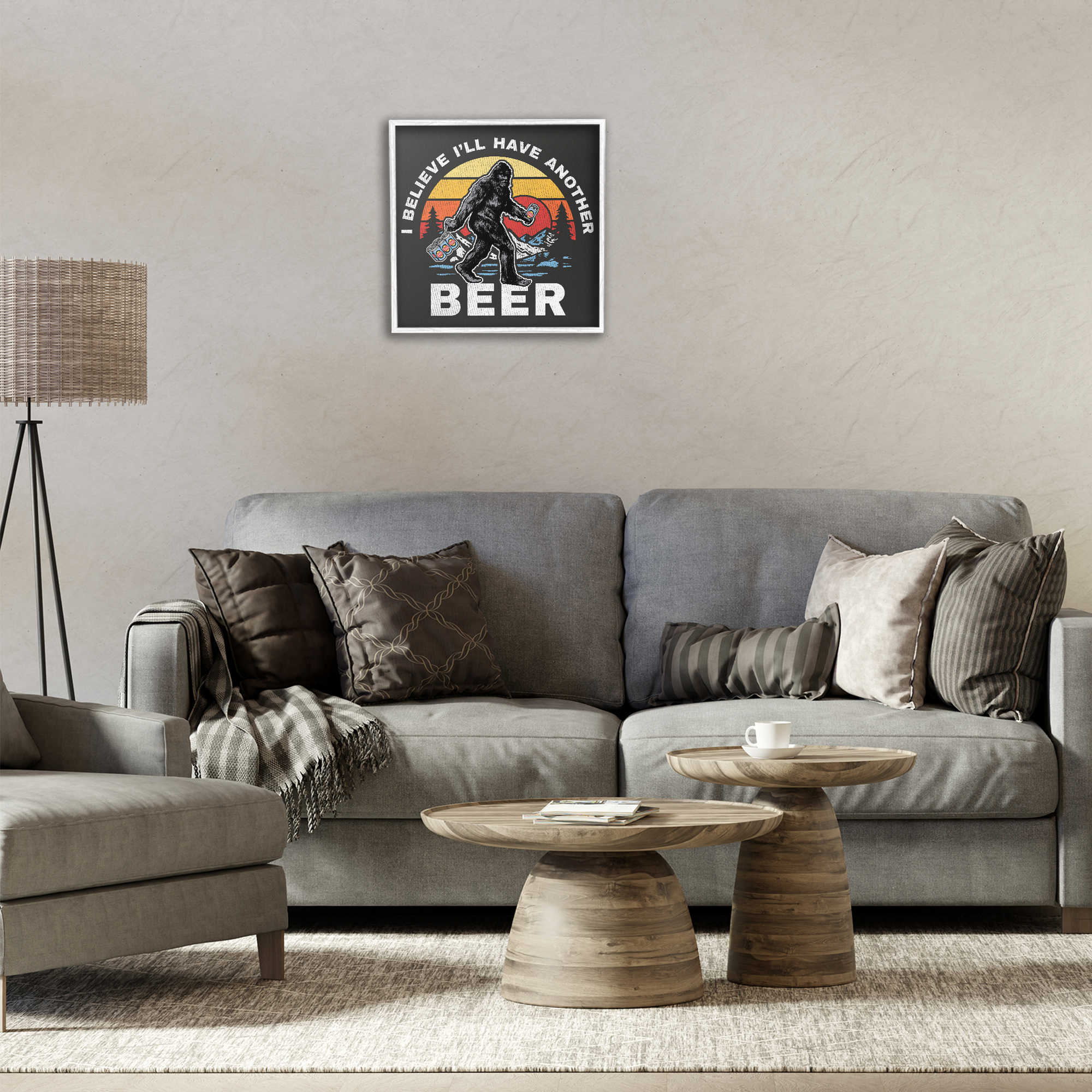 Stupell Industries Another Beer Monster Novelty Painting White Framed Art Print Wall Art, 17 x 17