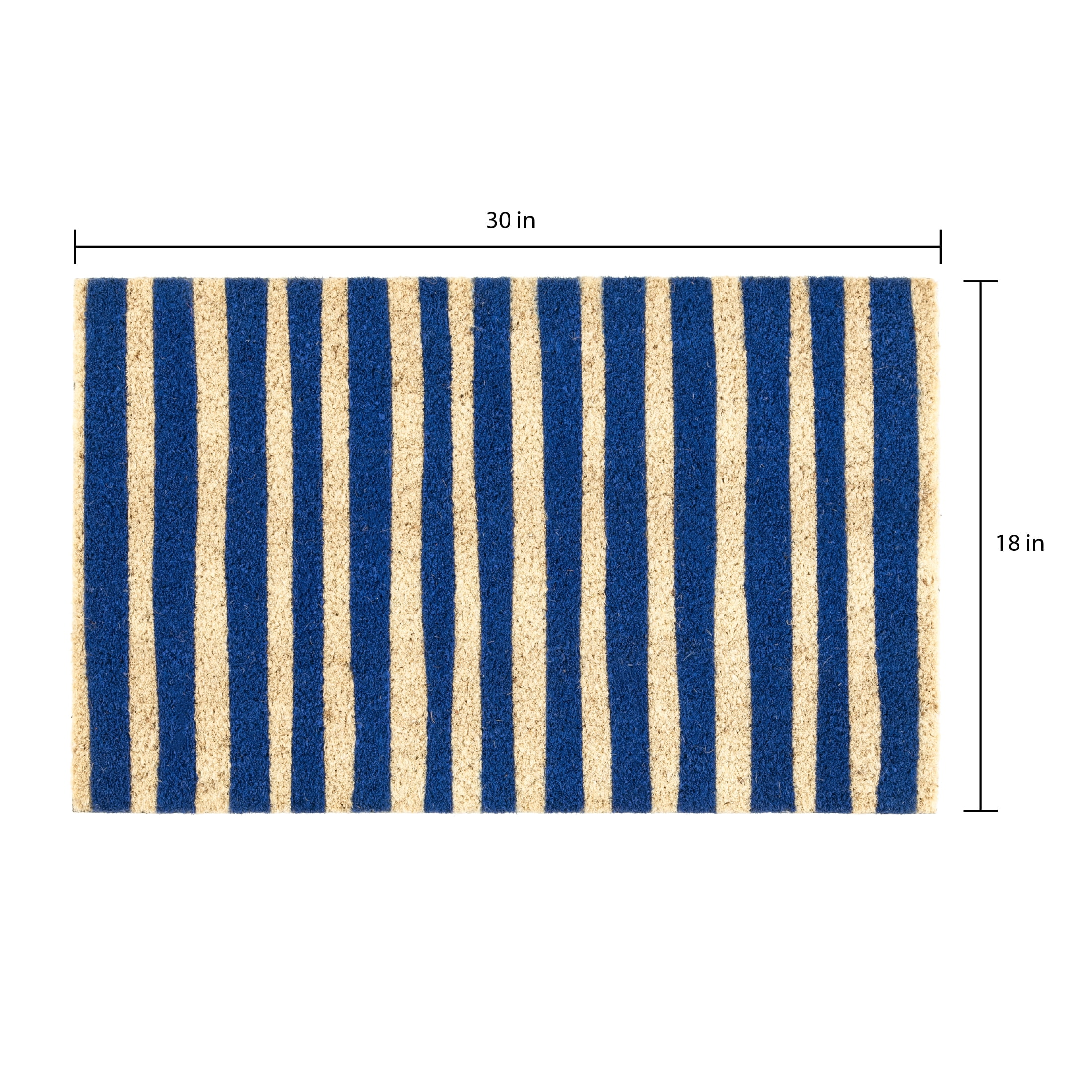 Mainstays Blue Summer Stripes Coir Outdoor Doormat, 18"x30"