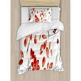 thumbnail image 3 of Floral Duvet Cover Set Queen Size, Autumn Flowers and Leaves Petals Illustration in Watercolors Painting Artwork, Decorative 3 Piece Bedding Set with 2 Pillow Shams, Red Purplegrey, by Ambesonne, 3 of 3
