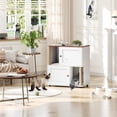 thumbnail image 1 of Royalbelle White Modern Double Layer Cat Litter Box Enclosure Furniture for 2 Cats, 1 of 9