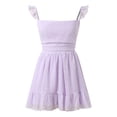 thumbnail image 3 of OSOLU Solid Color Women Spaghetti Strap Mini Dress Low Cut Sleeveeless Mini Dress Backless Going Out Ruffle Beach Wear Dress Stylish Sundress Dresses For Women 2025 Elegant Classy, 3 of 8