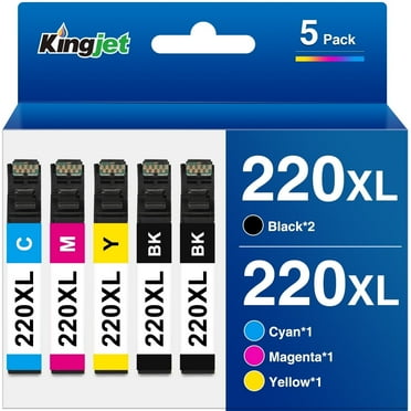 220XL Ink Cartridges for Epson 220 Ink for Epson Ink 220 (2 Black Cyan Magenta Yellow, 5-Pack)