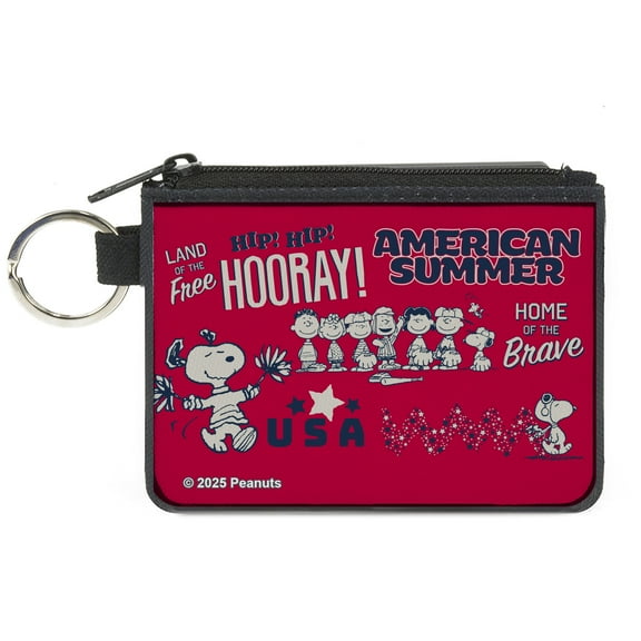 Peanuts Wallet, Coin Purse, Peanuts Gang American Summer Poses Red Blue White, Canvas