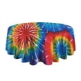 thumbnail image 5 of Colorful Tie Dye Pattern Round Tablecloth 60"x60",Wrinkle Wipeable Table Cloth for Kitchen Dining Room Picnic Patio Party, 5 of 6