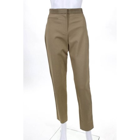 Badgley Mischka Womens Pants Size 8 Khaki Flat Front Cotton BSP3029 NEW