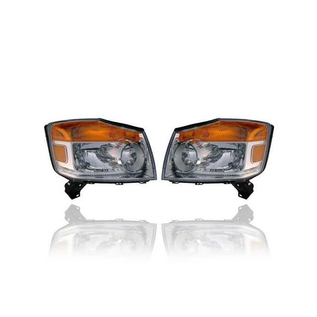 Headlight Assembly - Compatible/Replacement for '08-15 Nissan Titan - Pair, Left Driver + Right Passenger Set - 260109GA0B, 260609GA0B