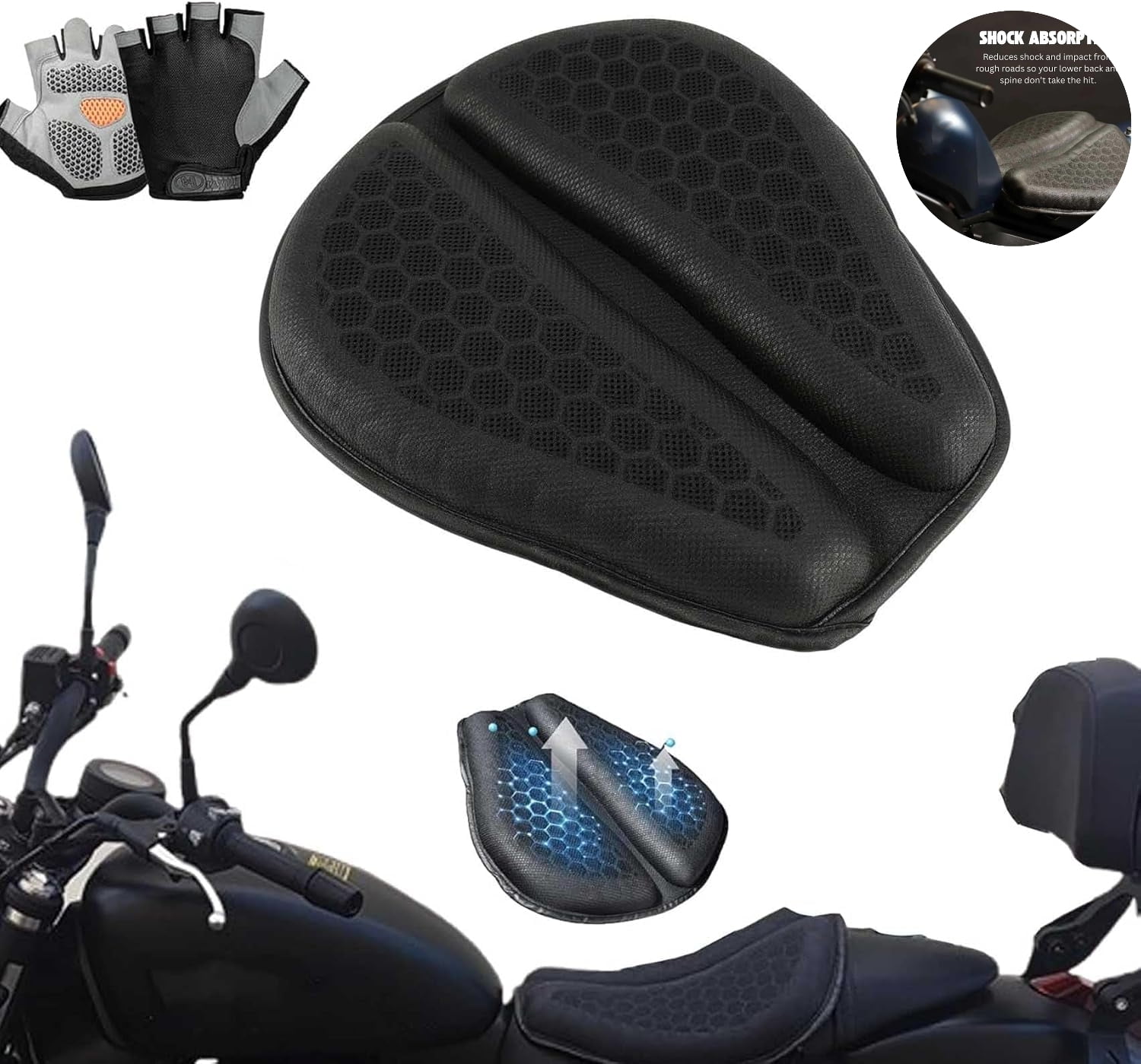 Motorcycle Seat Cover Motorcycle Seat Cushion 3D Honeycomb