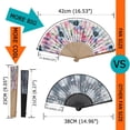thumbnail image 3 of 1pc Hand Fan Flower Design Iris Watercolor Foldable 23cm 9inch with Bamboo Rib and Cotton Pouch, 3 of 5