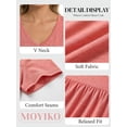 thumbnail image 4 of MOYIKO Womens T Shirts Short Sleeve Pleated Peplum Babydoll Summer Tops V Neck Dressy Casual Tunic, 4 of 7
