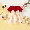 thumbnail image 2 of XASZHN Robe d'Été pour Filles Robe pour Tout-Petites à Manches Courtes avec Nœud, Imprimés de Fruits, Tulle, Robe de Princesse, Robes de Danse et de Fête, Vêtements Rouges 2-3 Ans Robe d'Été Décontractée pour Enfants, 2 of 8