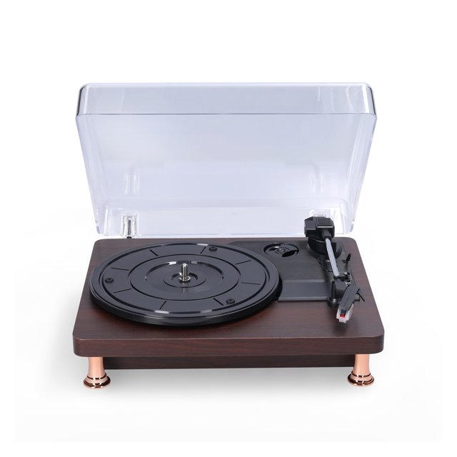 Tourne-Disque Rétro avec Housse Anti-Poussière Style Nostalgique Classique, Installation Simple