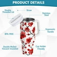 thumbnail image 3 of JSTEL Red Cherry Blossom Flower 40 oz Tumbler Stainless Steel Water Bottle Vacuum Insulated Cup with Straw Lid & Handle For Travel Car Cup Holder, 3 of 8