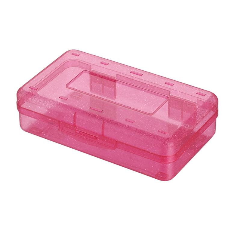 MENRKOO Stationery Plastic Large Capacity Pencil Boxes Clear Boxes With Lid  Stackable Design A