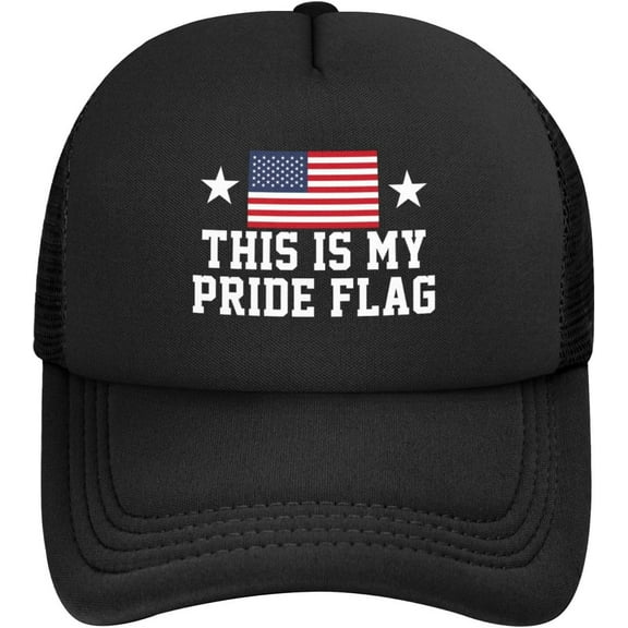 4th of July Cap This is My Pride Flag USA American Patriotic Mesh Trucker Hat