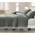 thumbnail image 4 of Chezmoi Collection Cliff 3-Piece Lightweight Cooling Comforter Set, Queen- Rayon Derived from Bamboo & Polyester Blended, Soft Breathable Bedding for Hot Sleepers, Dark Gray, 4 of 9