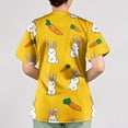 thumbnail image 5 of KDDYLITQ Easter Scrub Tops for Women Short Sleeve Bunny and Eggs Printed Stretch Nurse Uniforms V Neck Daisies Summer Working Uniform with Pockets Saffron 5XL, 5 of 5