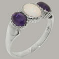 thumbnail image 2 of LBG British Made Sterling Solid Silver ring with Natural Opal & Amethyst Womens Engagement Ring - 33 size options - Size 11, 2 of 7