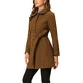 thumbnail image 4 of INSPIRE CHIC Women's Winter Elegant Contrast Color Lapel Collar Long Trench Coat, 4 of 6
