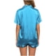 thumbnail image 3 of Conjunto de pijama de seda para mujer: top de satén con botones y pantalones cortos, ropa de estar por casa suave, ideal para las noches de verano y para relajarse de forma informal., 3 of 7