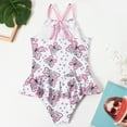 thumbnail image 3 of Kids Girls Ruffle Bathing Suit Cute One-Piece Swimsuit Beachwear Criss-Cross Back Monokini, 3 of 5
