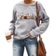 thumbnail image 3 of Gibobby Divertidas Sudaderas para mujer Sudadera de manga larga con cuello Rojoondo y estampado de de de copa de navideña para mujer (Gris, XL), 3 of 4