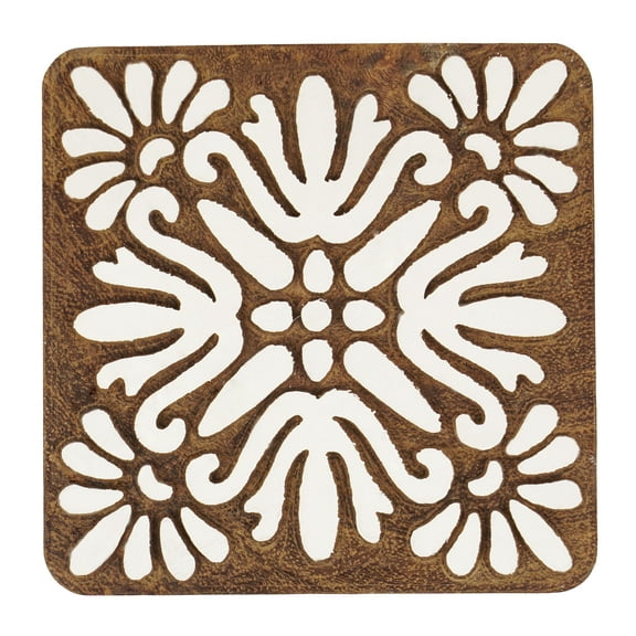 IBA Indianbeautifulart Textile Printing Block Floral Motif Hand Carved Wooden Stamp Wood Block Printing Textile Stamps For Fabric/ Pottery Blocks,3 Inch