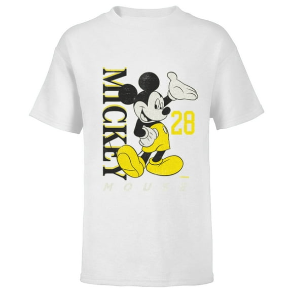 Disney Mickey Mouse Vintage Classics 28 Black & Yellow - Short Sleeve T-Shirt for Kids - Customized-White