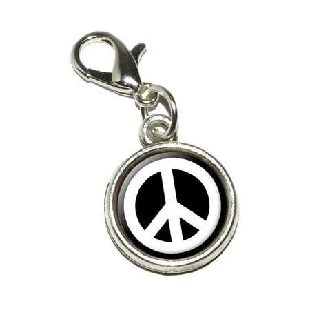Peace Symbol Charm - Peace Sign Symbol - Black Bracelet Charm