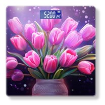 High Precision Body Weight Scale Smart Bathroom Scales with Large LCD Display(400lbs),Decorative for Bedroom-Beautiful Bouquet Of Pink Tulips In Elegant Vase