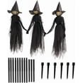 thumbnail image 3 of 3 Witches Holding Hands,Halloween Witches Outdoor,Halloween Witch Decorations,Light Up Holding Hands Screaming Witches Sound-Activated Sensor with Stakes(3pcs 60in), 3 of 9